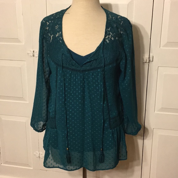 black rainn Tops - Black Rainn Teal Blouse
